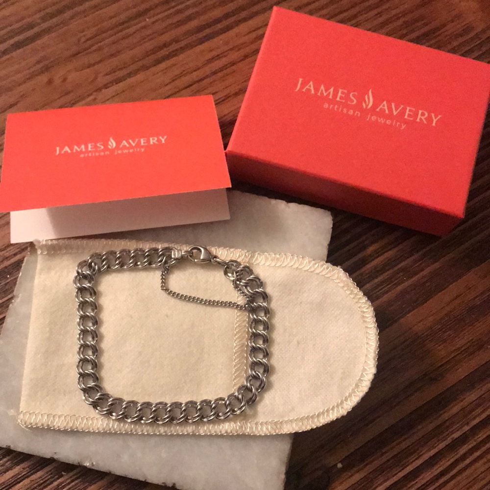 Heavy Double Curb Charm Bracelet